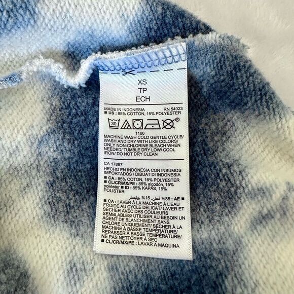 Old Navy White and Navy Tie Dye Long Sleeve Cropped Sweatshirt XS - Picture 6 of 6